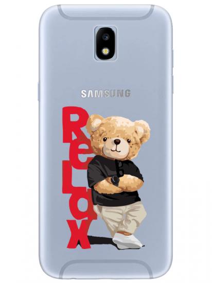 Samsung J7 Pro Teddy Bear Relax Şeffaf Telefon Kılıfı