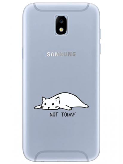 Samsung J7 Pro Not Today Kedi Şeffaf Telefon Kılıfı