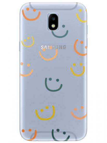 Samsung J7 Pro Emoji Gülen Yüz Şeffaf Telefon Kılıfı