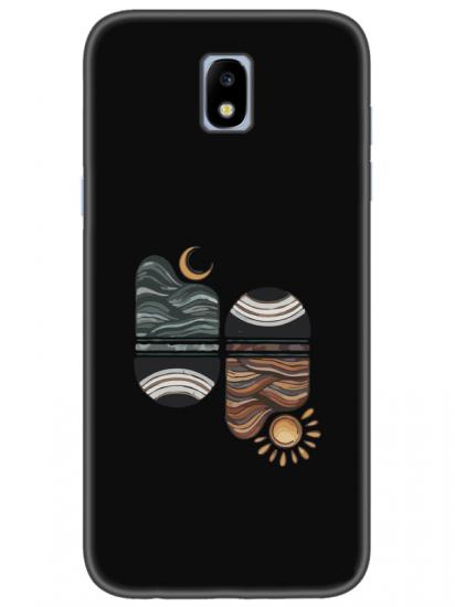 Samsung J7 Pro Sunset Wave Siyah Telefon Kılıfı