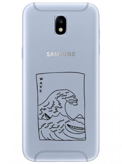 Samsung J7 Pro Kanagawa Wave Şeffaf Telefon Kılıfı