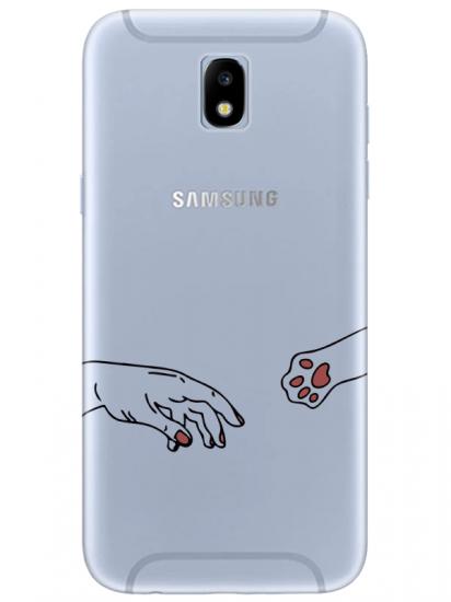 Samsung J7 Pro Hand And Paw Şeffaf Telefon Kılıfı