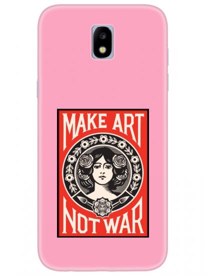 Samsung J7 Pro Make Art Not War Pembe Telefon Kılıfı