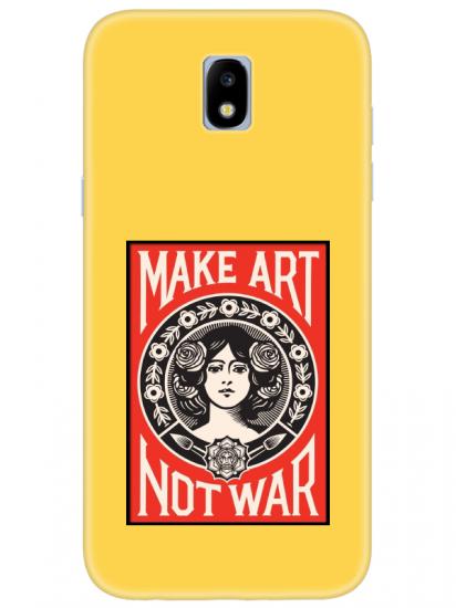 Samsung J7 Pro Make Art Not War Sarı Telefon Kılıfı