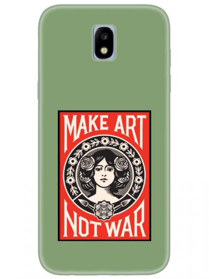 Samsung J7 Pro Make Art Not War Yeşil Telefon Kılıfı