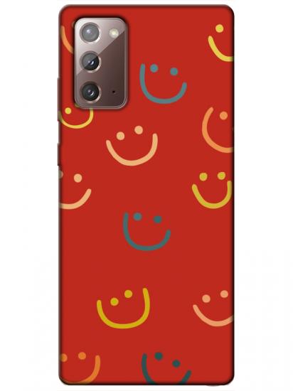 Samsung Note 20 Emoji Gülen Yüz Kırmızı Telefon Kılıfı