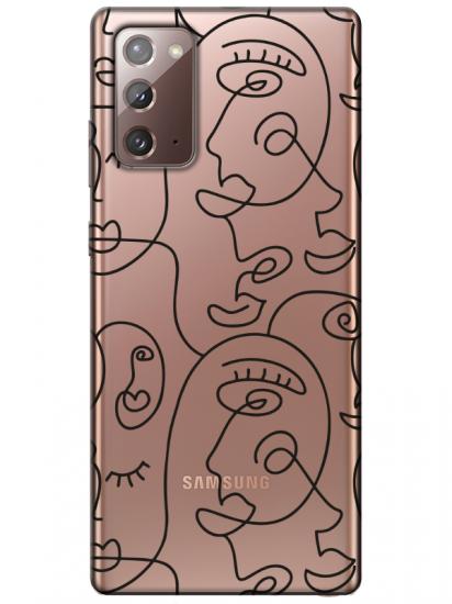 Samsung Note 20 Face Art Şeffaf Telefon Kılıfı