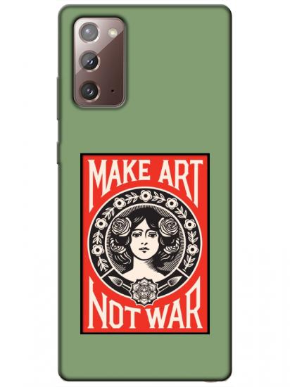 Samsung Note 20 Make Art Not War Yeşil Telefon Kılıfı