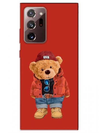 Samsung Note 20 Ultra Teddy Bear Kırmızı Telefon Kılıfı