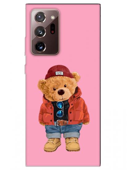 Samsung Note 20 Ultra Teddy Bear Pembe Telefon Kılıfı