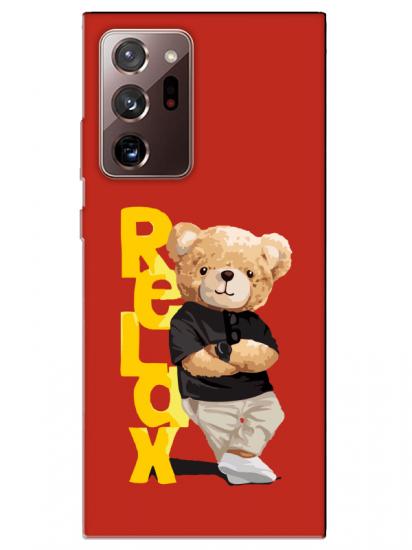 Samsung Note 20 Ultra Teddy Bear Relax Kırmızı Telefon Kılıfı