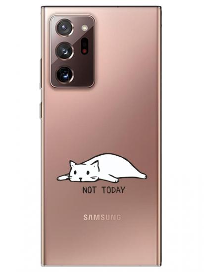 Samsung Note 20 Ultra Not Today Kedi Şeffaf Telefon Kılıfı