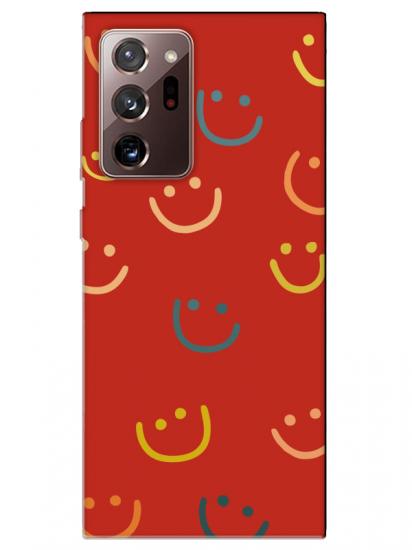 Samsung Note 20 Ultra Emoji Gülen Yüz Kırmızı Telefon Kılıfı