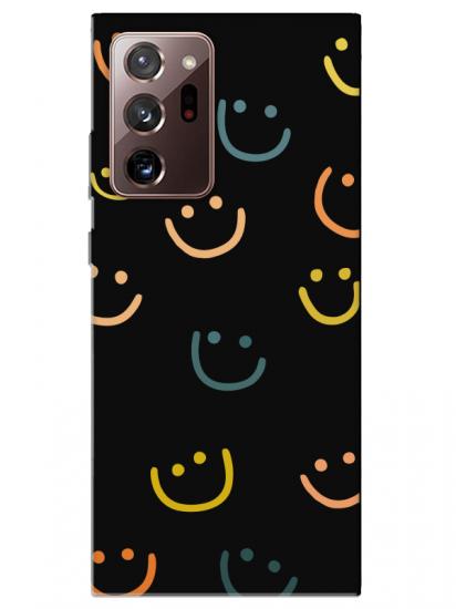 Samsung Note 20 Ultra Emoji Gülen Yüz Siyah Telefon Kılıfı