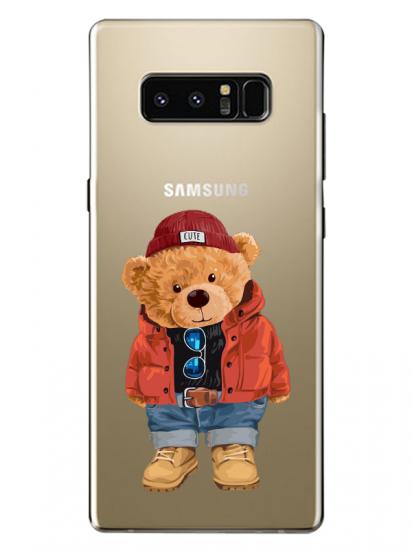 Samsung Note 8 Teddy Bear Şeffaf Telefon Kılıfı