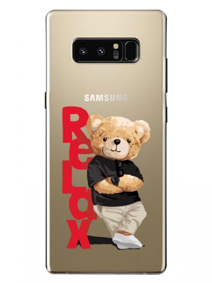 Samsung Note 8 Teddy Bear Relax Şeffaf Telefon Kılıfı