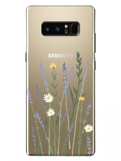 Samsung Note 8 Lavanta Desenli Şeffaf Telefon Kılıfı