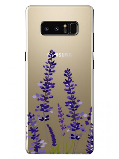 Samsung Note 8 Lavanta Desenli Şeffaf Telefon Kılıfı