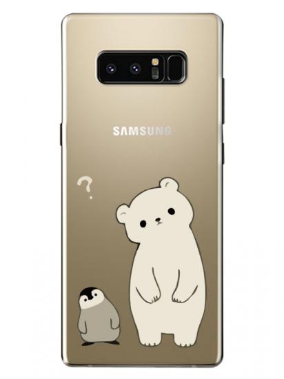 Samsung Note 8 Penguen Ve Ayıcık Şeffaf Telefon Kılıfı