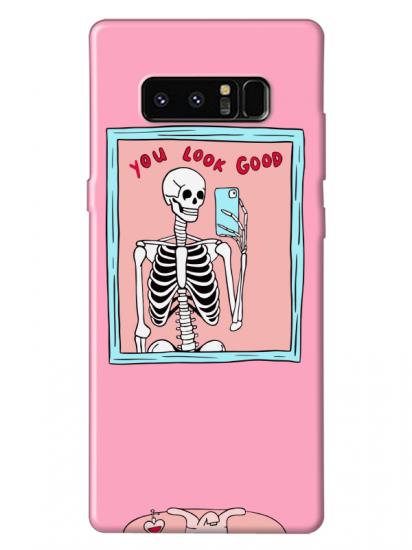 Samsung Note 8 You Look Good İskelet Pembe Telefon Kılıfı