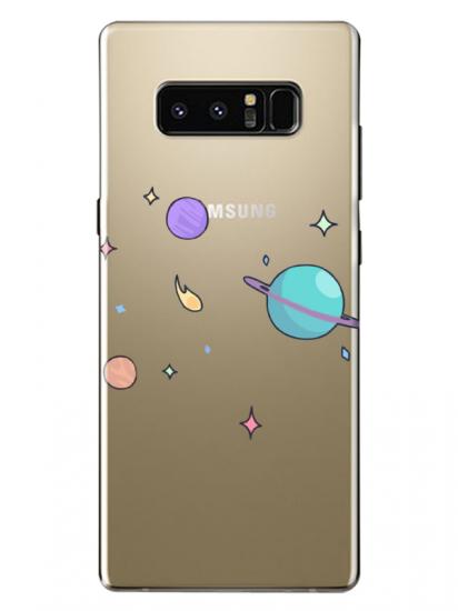 Samsung Note 8 Gezegen Tasarım Şeffaf Telefon Kılıfı