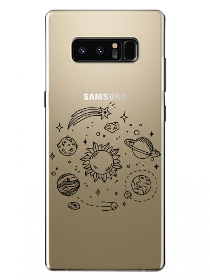 Samsung Note 8 Gezegen Şeffaf Telefon Kılıfı