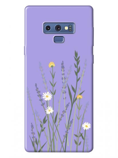 Samsung Note 9 Lavanta Desenli Lila Telefon Kılıfı