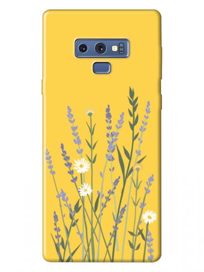 Samsung Note 9 Lavanta Desenli Sarı Telefon Kılıfı