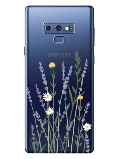 Samsung Note 9 Lavanta Desenli Şeffaf Telefon Kılıfı