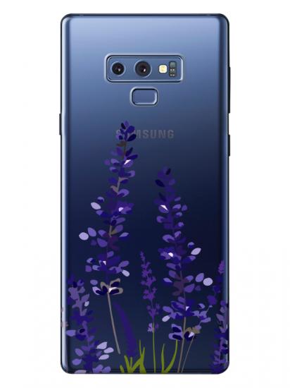 Samsung Note 9 Lavanta Desenli Şeffaf Telefon Kılıfı