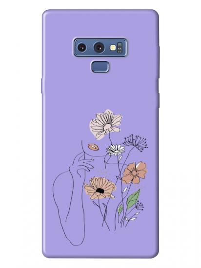 Samsung Note 9 Kadın Çiçek Lila Telefon Kılıfı