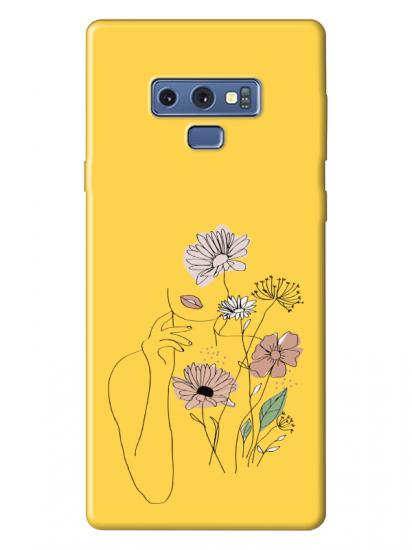 Samsung Note 9 Kadın Çiçek Sarı Telefon Kılıfı