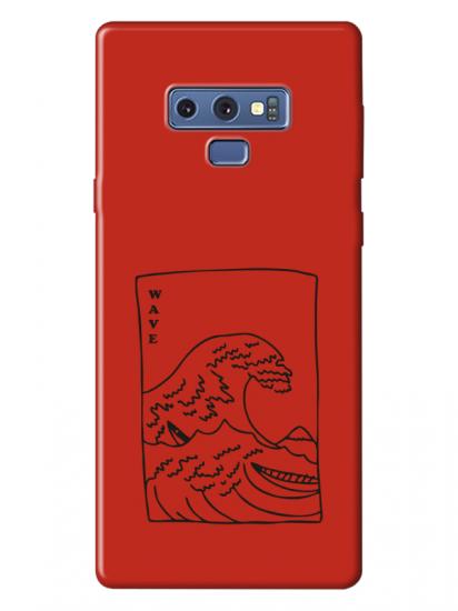 Samsung Note 9 Kanagawa Wave Kırmızı Telefon Kılıfı