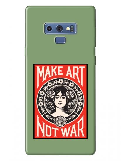 Samsung Note 9 Make Art Not War Yeşil Telefon Kılıfı