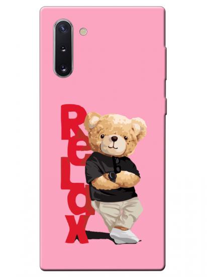 Samsung Note 10 Teddy Bear Relax Pembe Telefon Kılıfı