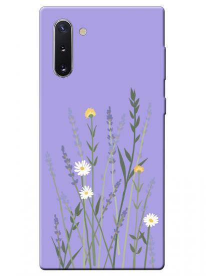 Samsung Note 10 Lavanta Desenli Lila Telefon Kılıfı