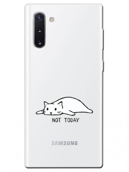 Samsung Note 10 Not Today Kedi Şeffaf Telefon Kılıfı