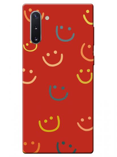 Samsung Note 10 Emoji Gülen Yüz Kırmızı Telefon Kılıfı