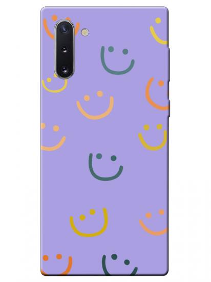 Samsung Note 10 Emoji Gülen Yüz Lila Telefon Kılıfı