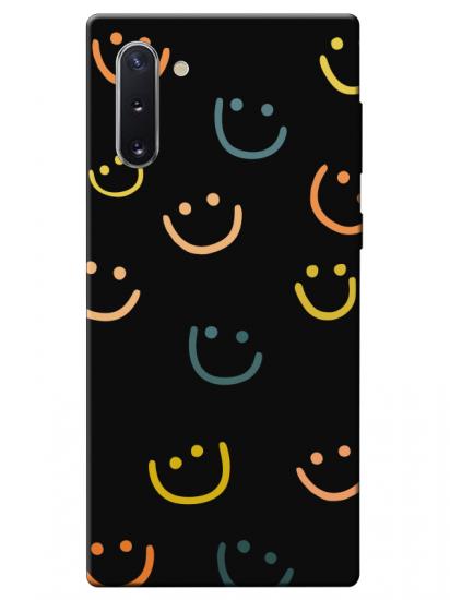 Samsung Note 10 Emoji Gülen Yüz Siyah Telefon Kılıfı