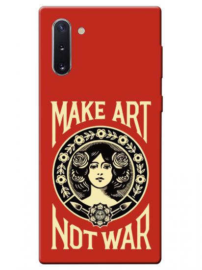 Samsung Note 10 Make Art Not War Kırmızı Telefon Kılıfı