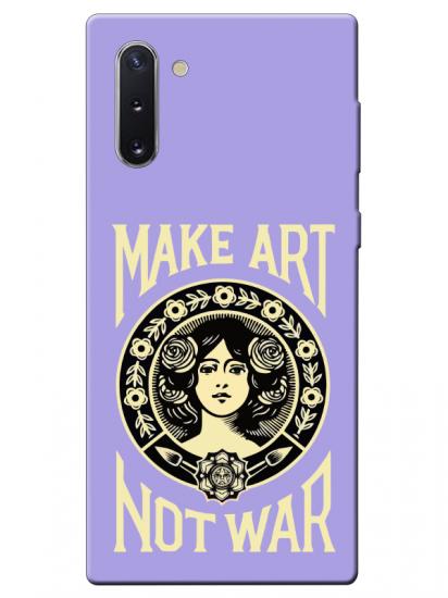 Samsung Note 10 Make Art Not War Lila Telefon Kılıfı