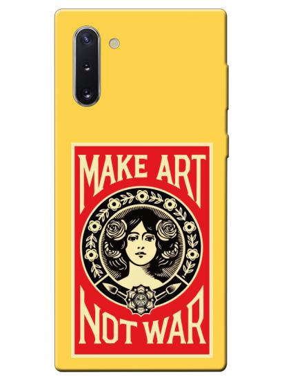 Samsung Note 10 Make Art Not War Sarı Telefon Kılıfı