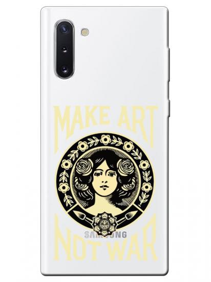 Samsung Note 10 Make Art Not War Şeffaf Telefon Kılıfı