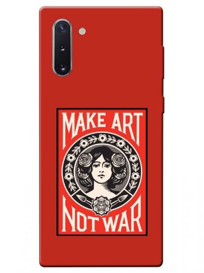 Samsung Note 10 Make Art Not War Kırmızı Telefon Kılıfı