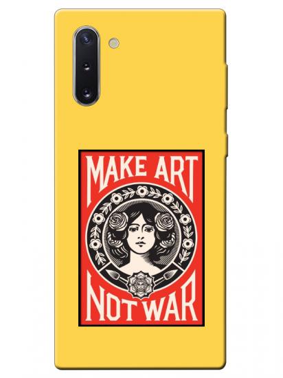 Samsung Note 10 Make Art Not War Sarı Telefon Kılıfı