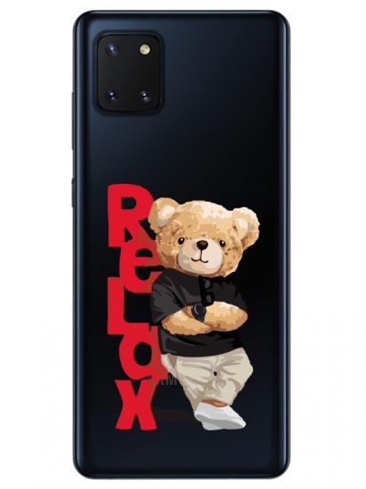 Samsung Note 10 Lite Teddy Bear Relax Şeffaf Telefon Kılıfı