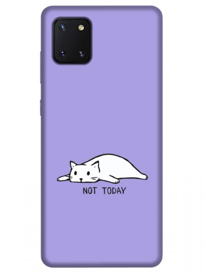 Samsung Note 10 Lite Not Today Kedi Lila Telefon Kılıfı