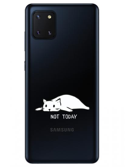 Samsung Note 10 Lite Not Today Kedi Şeffaf Telefon Kılıfı