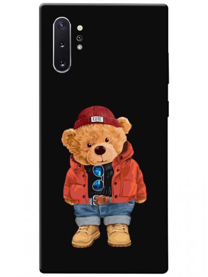 Samsung Note 10 Plus Teddy Bear Siyah Telefon Kılıfı